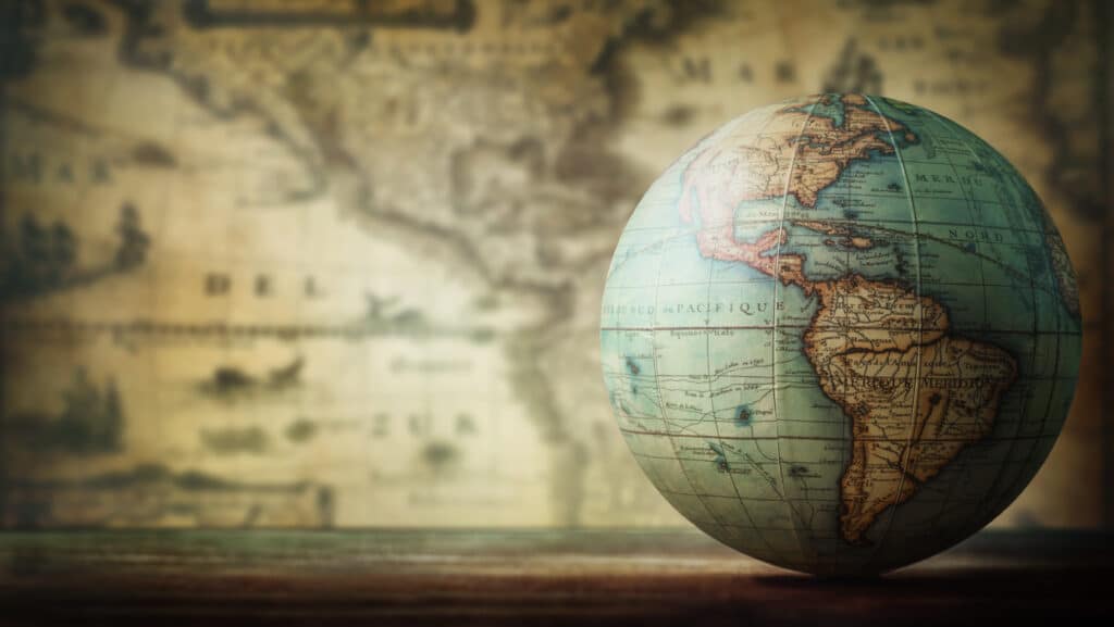 Wereldbol vanuit amerikaans perspectief